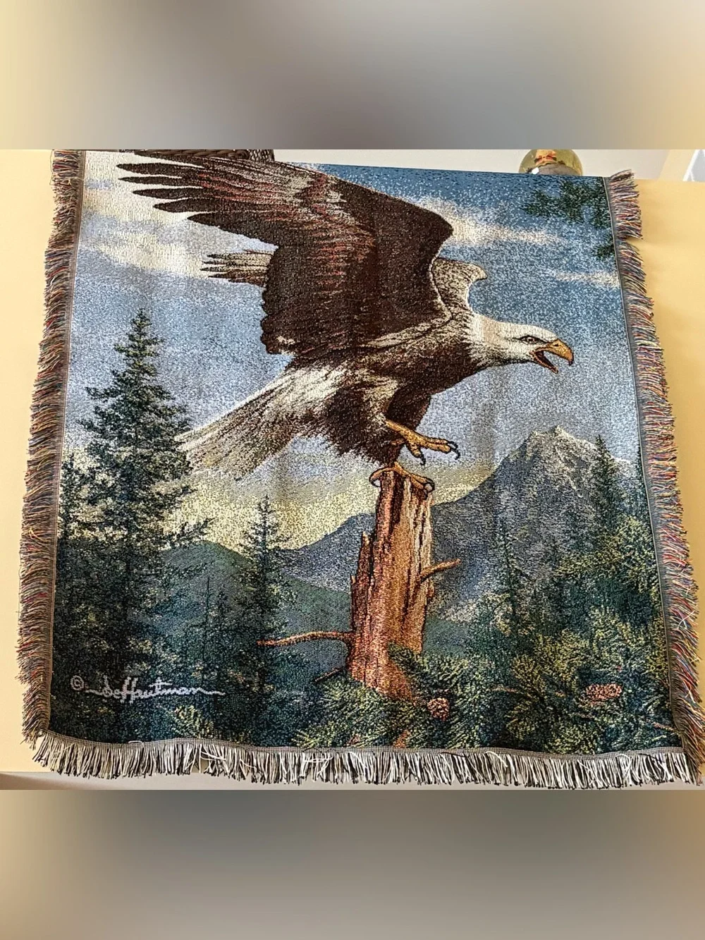 Like-New Wall Tapestry: American Eagle on the Hunt